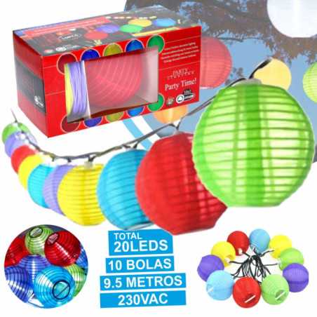 GRINALDA DE 10 BOLAS COLORIDAS C 20 LEDS 95M 230V