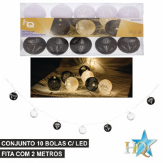 CONJUNTO DE LUZES BOLAS LEDS BRANCAS E PRETAS