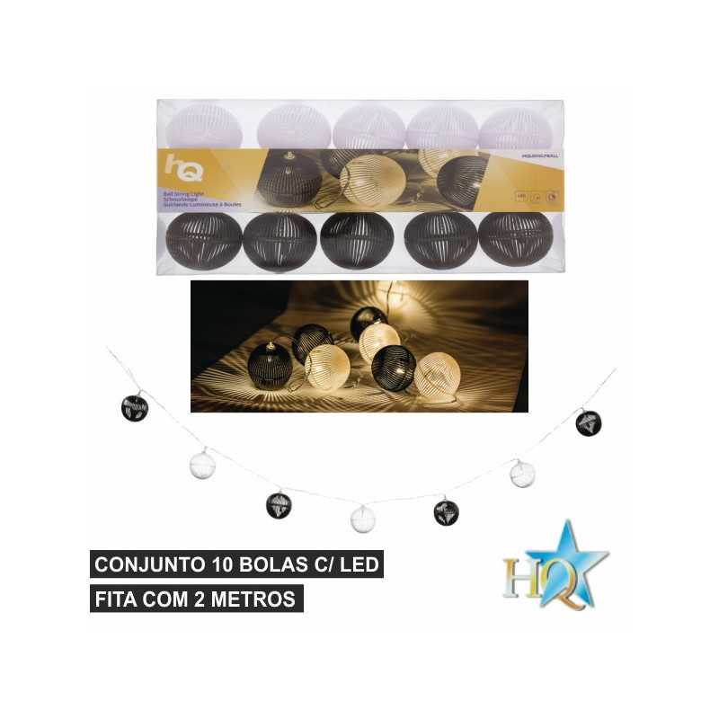 CONJUNTO DE LUZES BOLAS LEDS BRANCAS E PRETAS