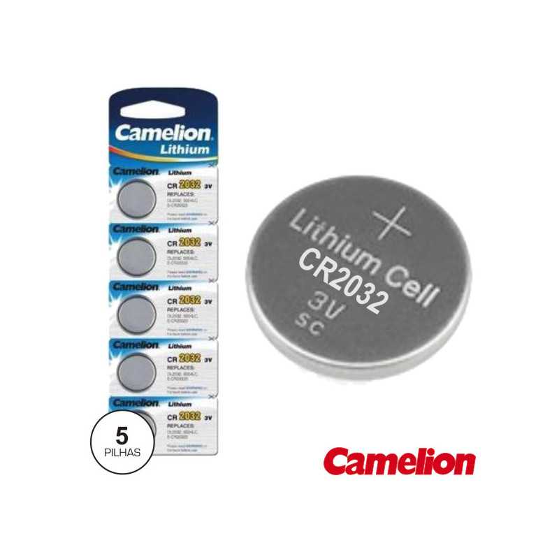 PILHA LITHIUM BOTÃO CR2032 3V 220MA 5X BLISTER CAMELION