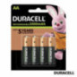 PILHA ULTRA RECARREGÁVEL AA 12V 2500MA 4X DURACELL