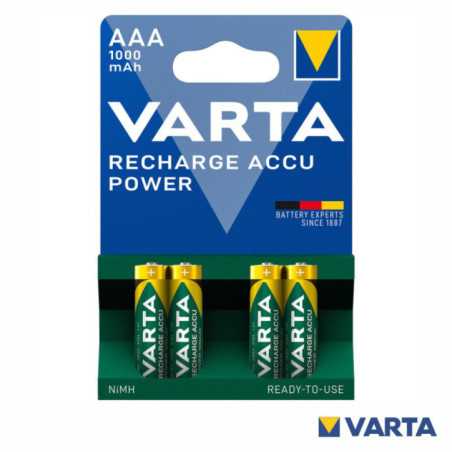 PILHA RECARREGÁVEL AAA 12V 1000MAH 4X VARTA