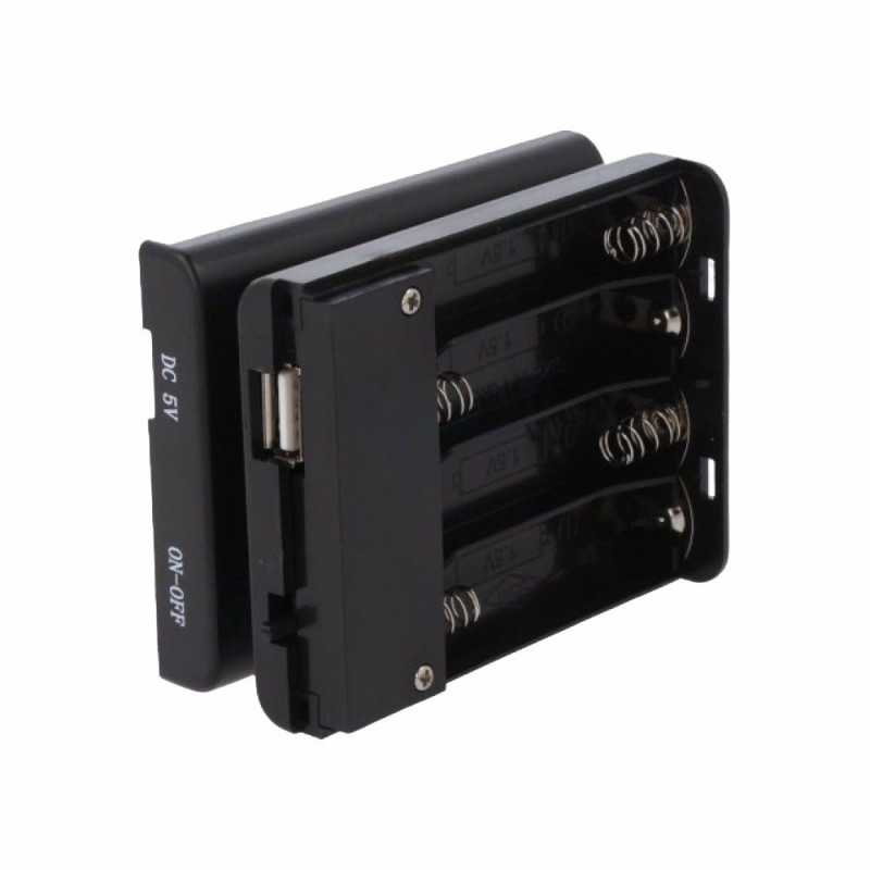 SUPORTE P 4 PILHAS AA C TAMPA INTERRUPTOR E USBA FÊMEA