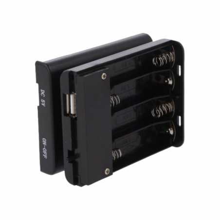 SUPORTE P 4 PILHAS AA C TAMPA INTERRUPTOR E USBA FÊMEA