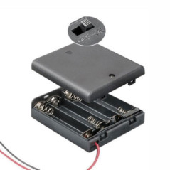SUPORTE P 4 PILHAS AAA C TAMPA E INTERRUPTOR