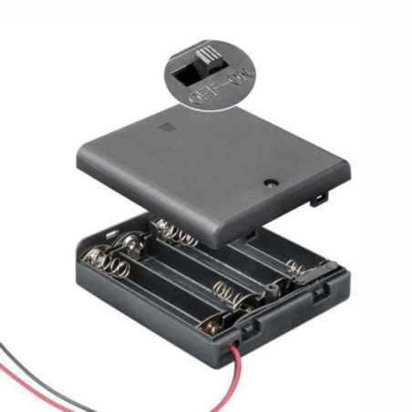 SUPORTE P 4 PILHAS AAA C TAMPA E INTERRUPTOR