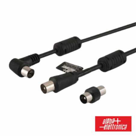 CABO COAXIAL MACHO FÊMEA 90 PRETO 2M C FILTRO ALPHA