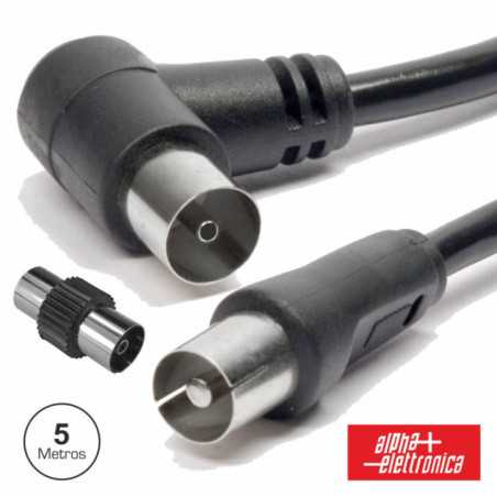 CABO COAXIAL MACHOFÊMEA PRETO 5M ANGULAR 90