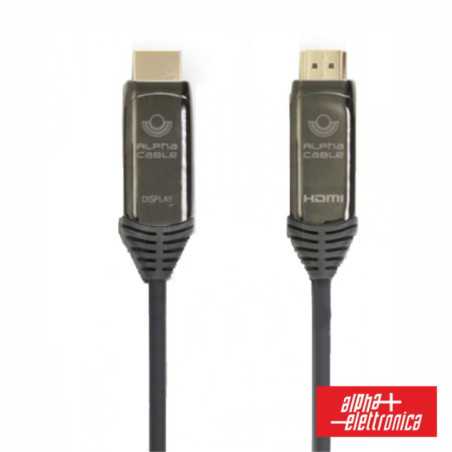 CABO HDMI FIBRA ÓPTICA DOURADO MACHO MACHO CINZA 25M ALPHA
