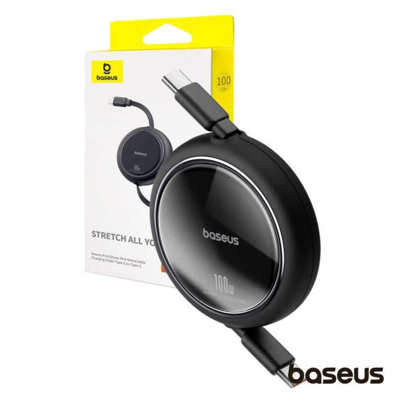 CABO RETRÁTIL USBC P USBC MACHO PD 100W PRETO BASEUS