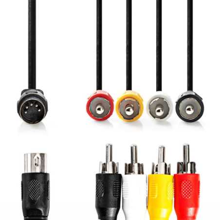 CABO DIN 5P MACHO 4RCA MACHO 1M