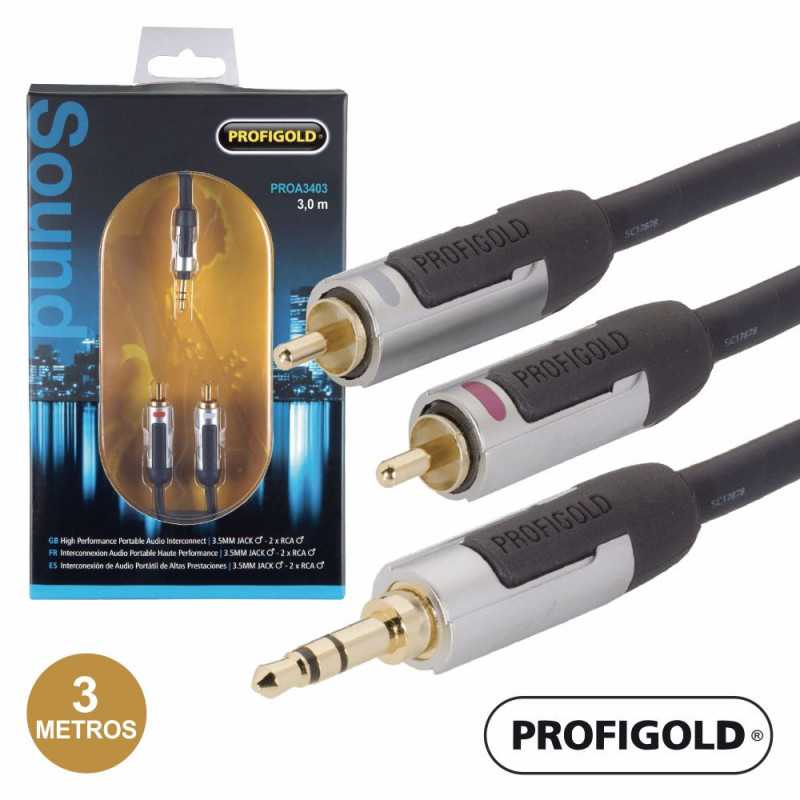 CABO JACK 35MM MACHO ST 2RCA MACHO 3M PROFIGOLD