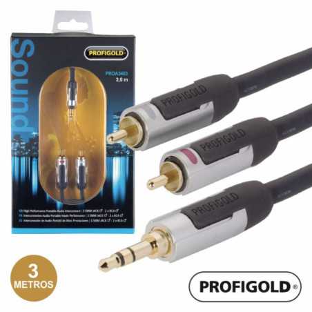 CABO JACK 35MM MACHO ST 2RCA MACHO 3M PROFIGOLD
