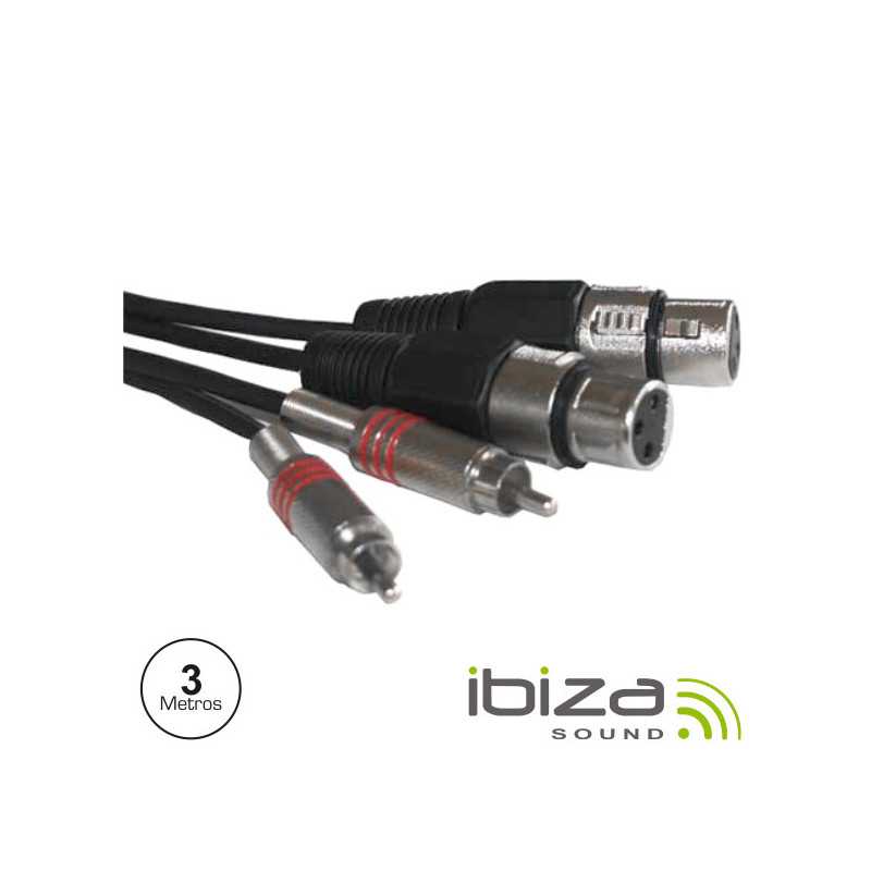 CABO 2XLR 3P FÊMEA 2RCA MACHO 3M IBIZA