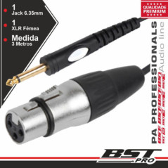 CABO XLR 3P MACHO JACK 635MM MACHO ST 3M BSTPRO