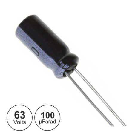 CONDENSADOR ELECTROLITICO RADIAL 100 63V VELLEMAN