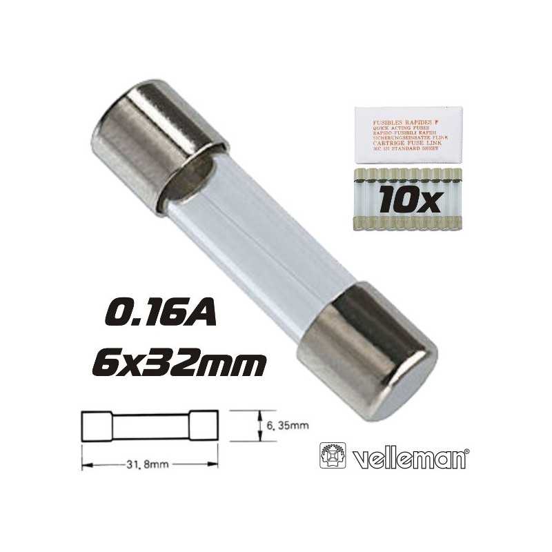 FUSÍVEL 6X32 FUSÃO RÁPIDA 016A 10X VELLEMAN