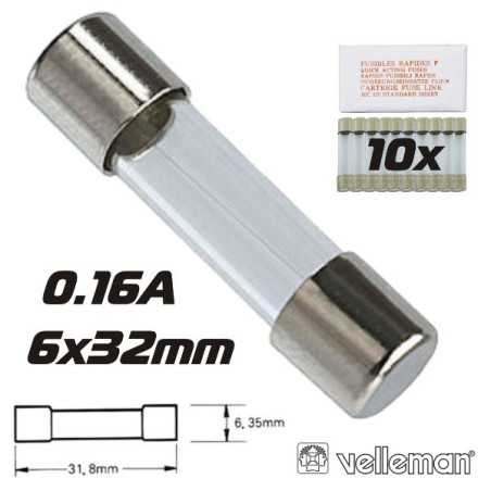 FUSÍVEL 6X32 FUSÃO RÁPIDA 016A 10X VELLEMAN