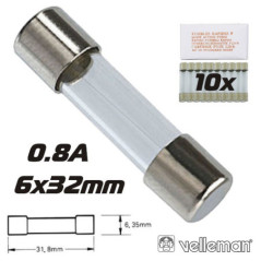 FUSÍVEL 6X32 FUSÃO RÁPIDA 08A 10X VELLEMAN