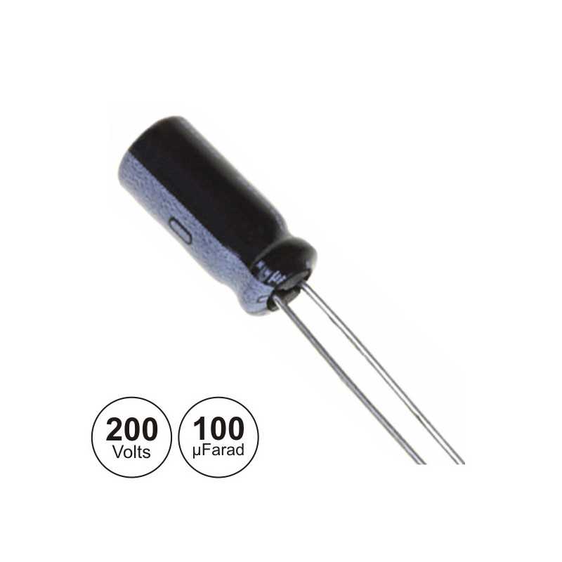 CONDENSADOR ELECTROLITICO 100UF 200V 105