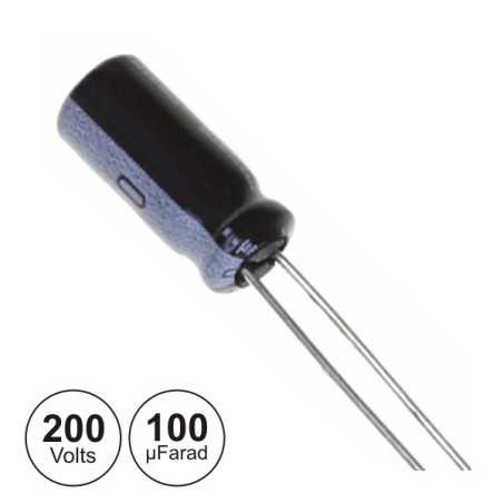 CONDENSADOR ELECTROLITICO 100UF 200V 105