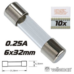 FUSÍVEL 6X32 FUSÃO RÁPIDA 025A 10X VELLEMAN