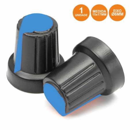 BOTÃO P POTENCIOMETRO PRETO C LINHA AZUL 15X17MM
