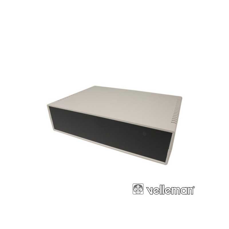 CAIXA ABS 260X180X65MM CINZA CLARO PRETO