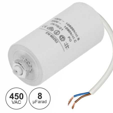 CONDENSADOR ARRANQUE 8UF 450V TERRA C FIOS