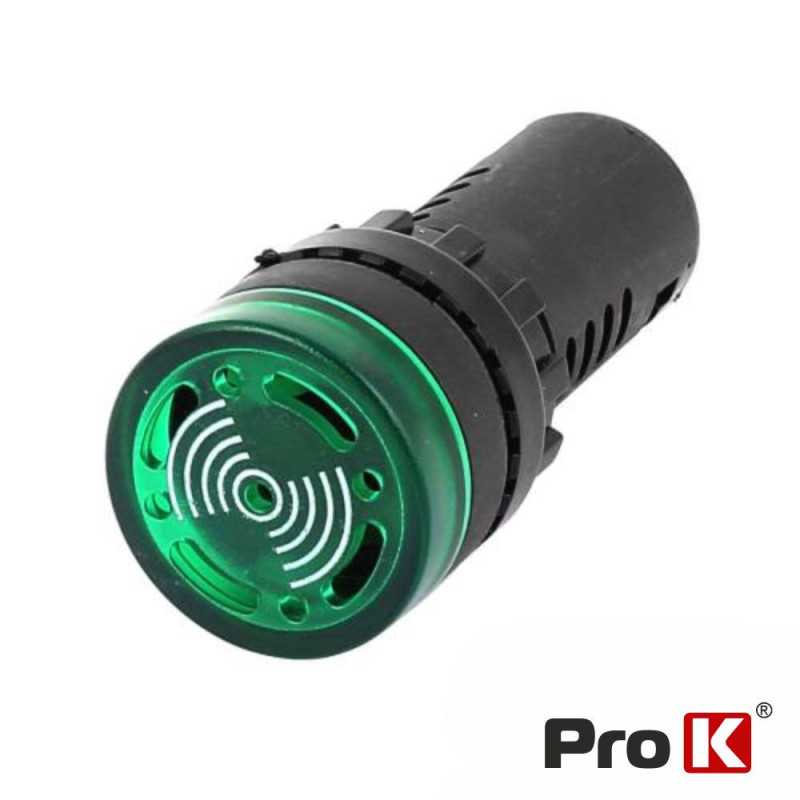 LUZ PILOTO REDONDO DE PAINEL 22MM 220V C BESOURO VERDE
