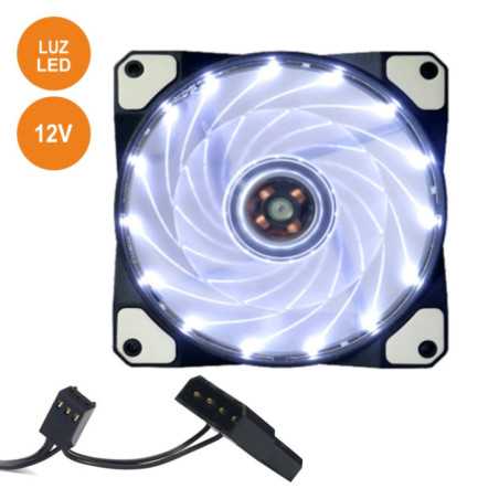 VENTOINHA 12V 120X120X25MM C 15 LEDS BRANCOS
