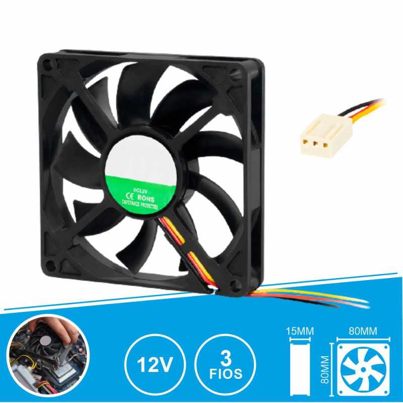VENTOINHA 12V 80X80X15MM 3 FIOS