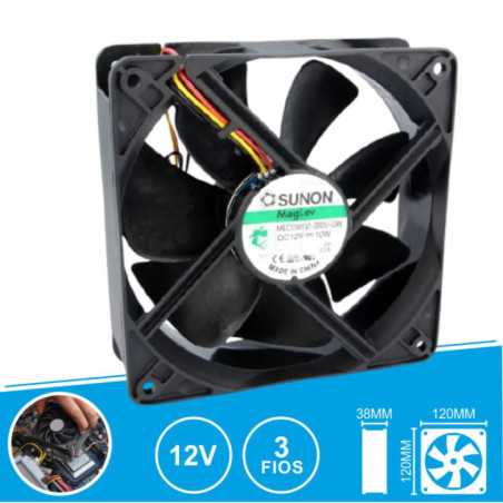 VENTOINHA 12VDC 120X120X38MM 3 FIOS MEC0381V1000UG99 SUNON