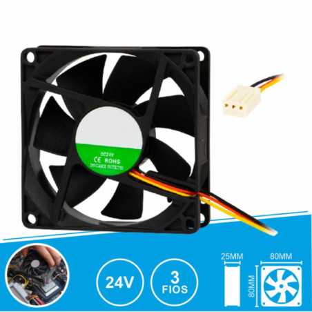 VENTOINHA 24V 80X80X25MM 3 FIOS