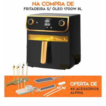 FRITADEIRA S ÓLEO 1700W 8L C OFERTA 4X ACESSÓRIOS ALPINA