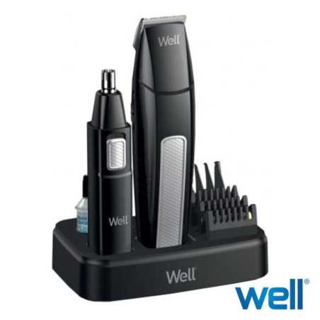 CONJUNTO MÁQUINA BARBEAR PENTE E DEPILADOR NASAL WELL