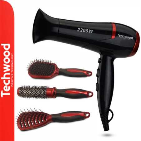 CONJUNTO SECADOR E ESCOVAS DE CABELO 2200W TECHWOOD