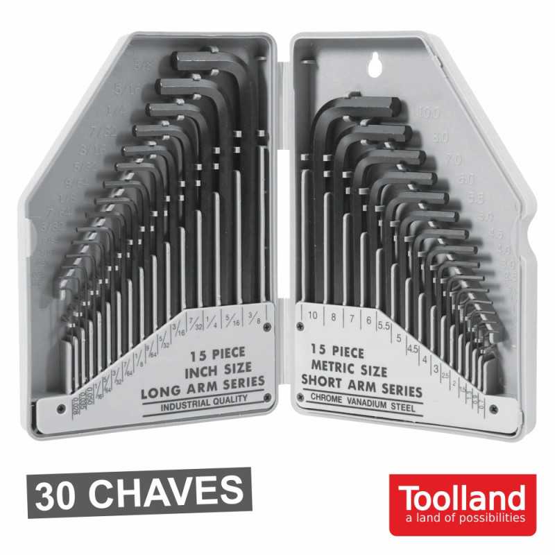 CONJUNTO DE 30 CHAVES HEXAGONAIS SAEM TOOLLAND