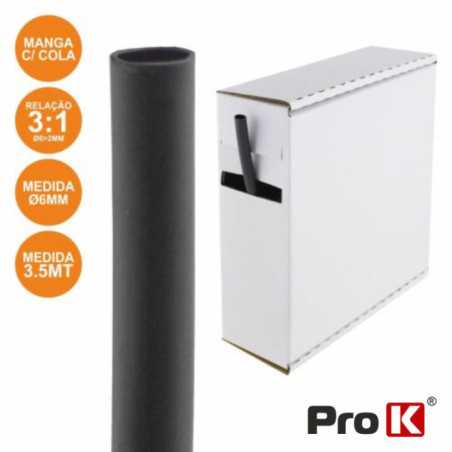 TUBO MANGA TERMORETRÁCTIL C COLA 60MM 35M PRETO PROK