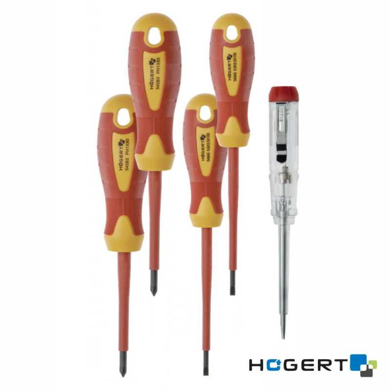 CONJUNTO DE 4 CHAVES VDE 1000V E 1 BUSCAPOLOS HOGERT