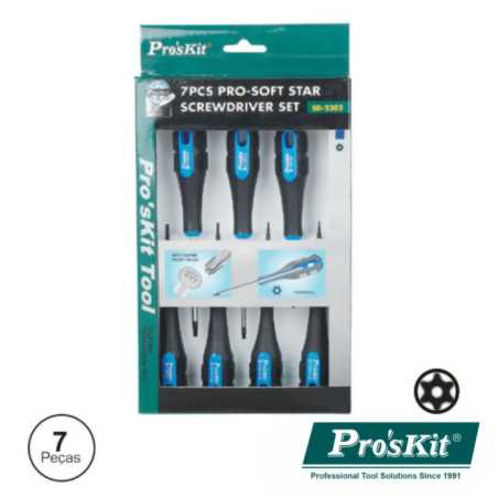 CONJUNTO DE 7 CHAVES TORX C FURO PROSKIT