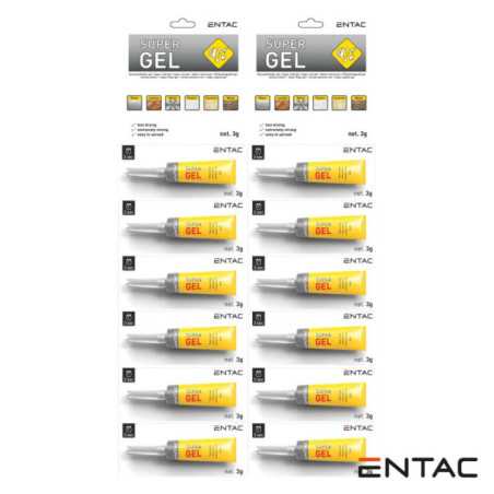 EXPOSITOR 12X TUBOS SUPER COLA ADESIVA MULTIUSOS 3G ENTAC