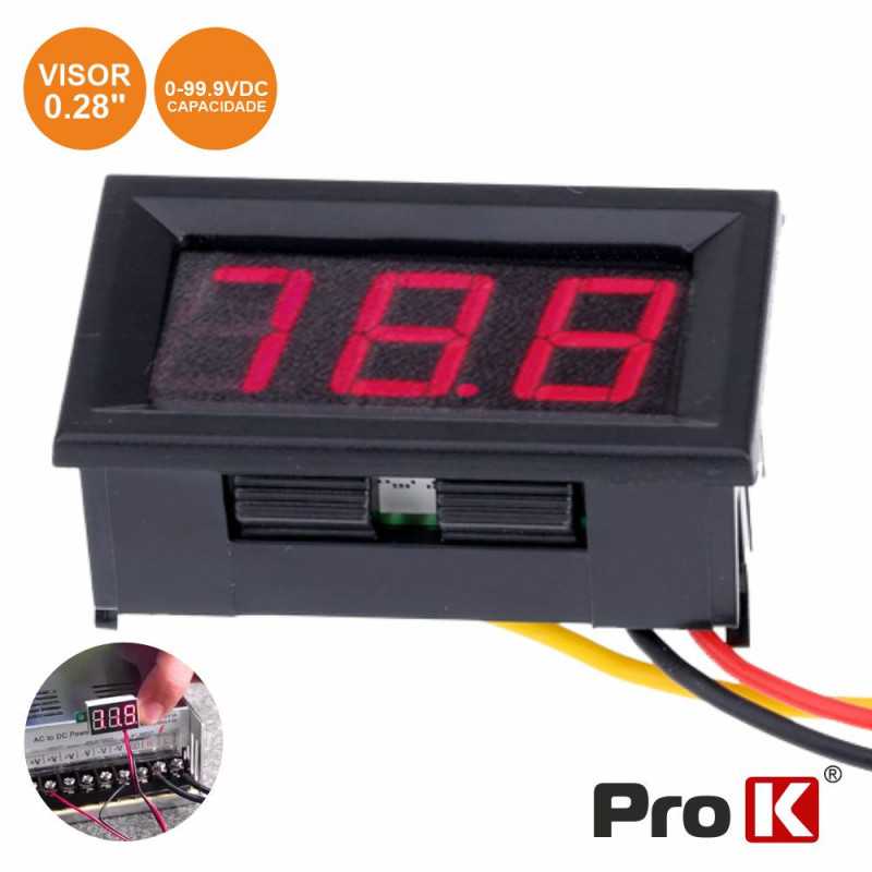 VOLTIMETRO DIGITAL LED VERMELHO 0V999VDC PAINEL PROK