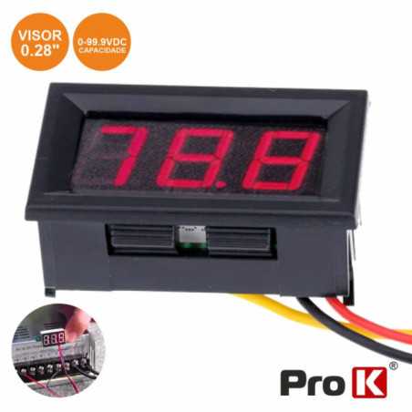 VOLTIMETRO DIGITAL LED VERMELHO 0V999VDC PAINEL PROK