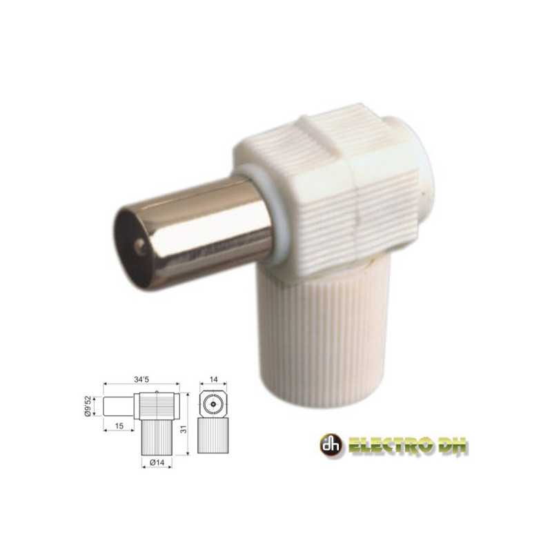 FICHA COAXIAL MACHO ANGULAR BRANCA EDH