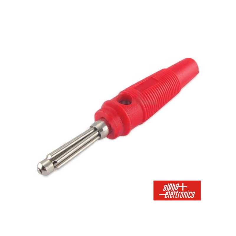 FICHA BANANA 4MM MACHO VERMELHA