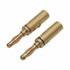 FICHA BANANA 4MM DOURADA PAR PRETA VERMELHA