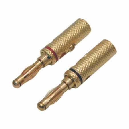 FICHA BANANA 4MM DOURADA PAR PRETA VERMELHA