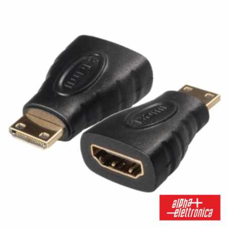 FICHA ADAPTADORA HDMI FÊMEA MINI HDMI MACHO DOURADA