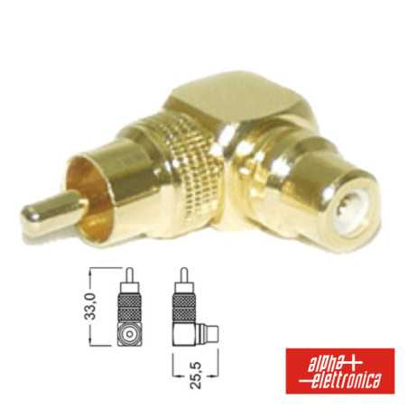 FICHA ADAPTADORA RCA MACHO RCA FÊMEA DOURADA 90